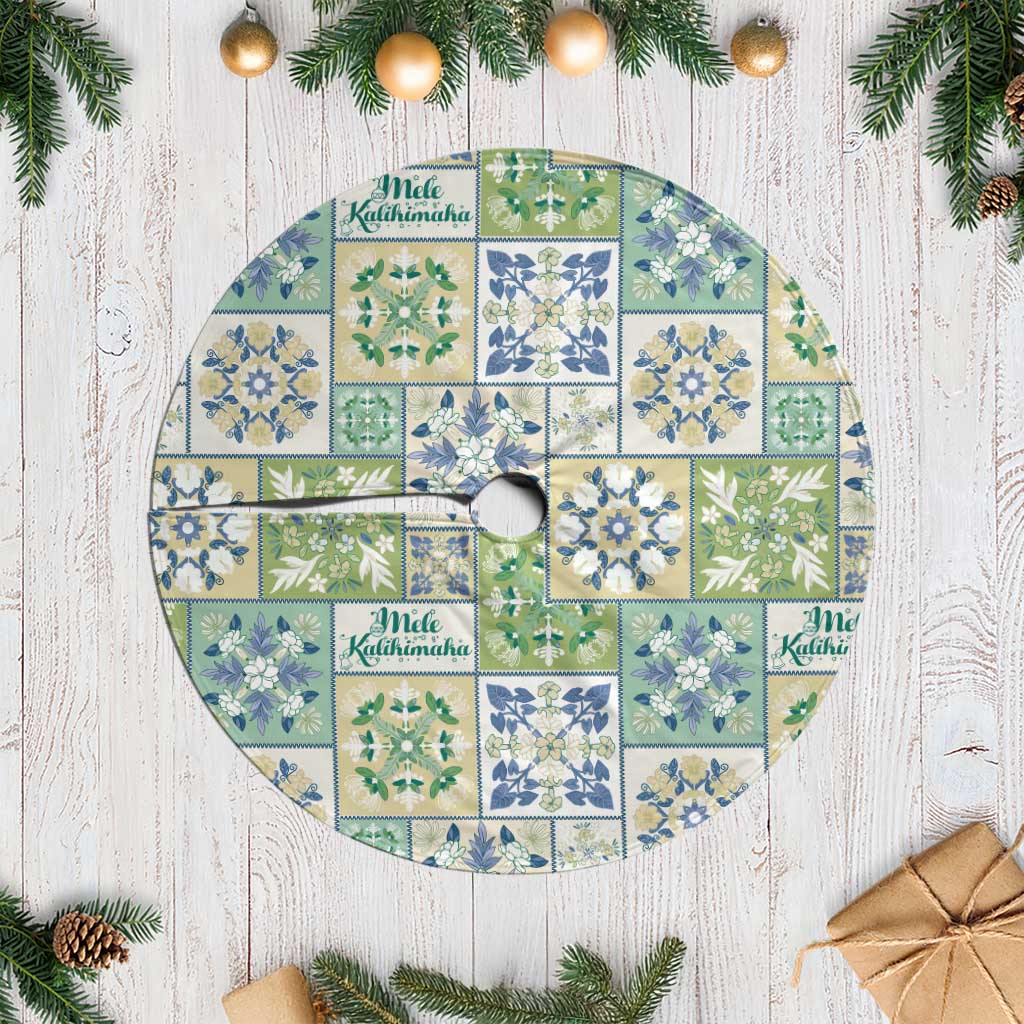 Mele Kalikimaka Hawaii Christmas Tree Skirt Omaomao Seamless Floral Motif LT9 Casual Green - Polynesian Pride
