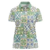 Mele Kalikimaka Hawaii Christmas Women Polo Shirt Omaomao Seamless Floral Motif - Polynesian Pride