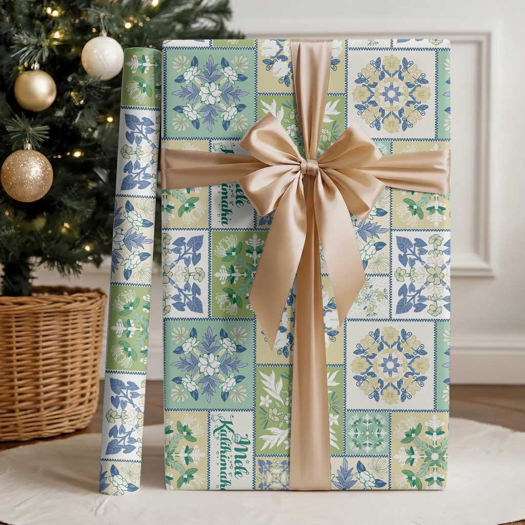 Mele Kalikimaka Hawaii Christmas Wrapping Paper Omaomao Seamless Floral Motif - Polynesian Pride