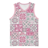 Mele Kalikimaka Hawaii Christmas Basketball Jersey Akala Seamless Floral Motif LT9 Unisex Pink - Polynesian Pride