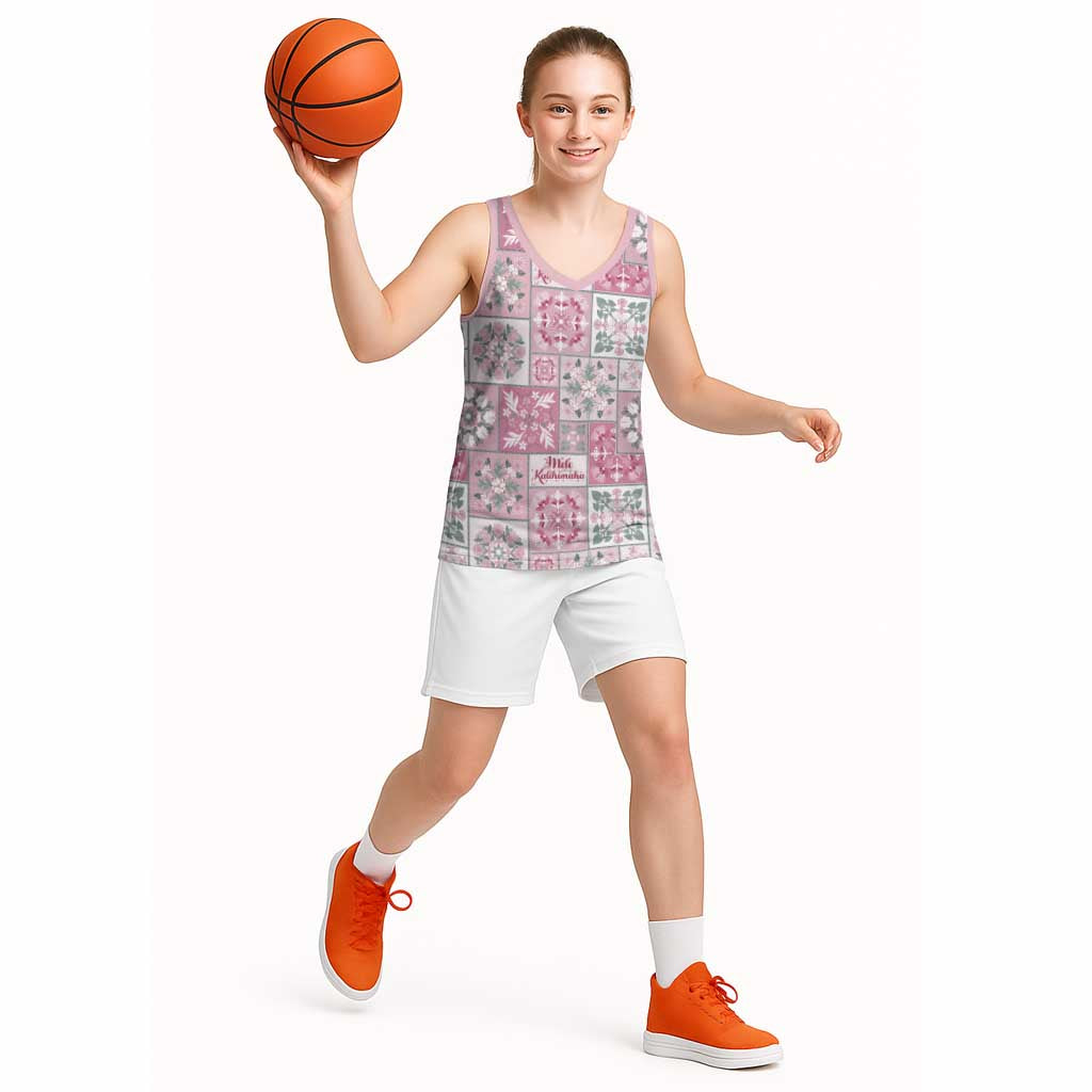 Mele Kalikimaka Hawaii Christmas Basketball Jersey Akala Seamless Floral Motif LT9 - Polynesian Pride