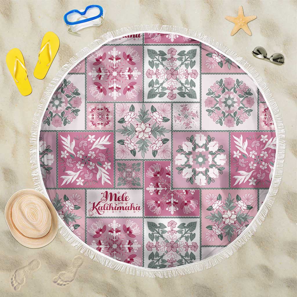 Mele Kalikimaka Hawaii Christmas Beach Blanket Akala Seamless Floral Motif LT9 One Size 150cm Pink - Polynesian Pride