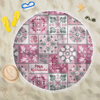 Mele Kalikimaka Hawaii Christmas Beach Blanket Akala Seamless Floral Motif LT9 One Size 150cm Pink - Polynesian Pride