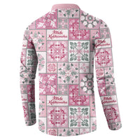 Mele Kalikimaka Hawaii Christmas Button Sweatshirt Akala Seamless Floral Motif - Polynesian Pride