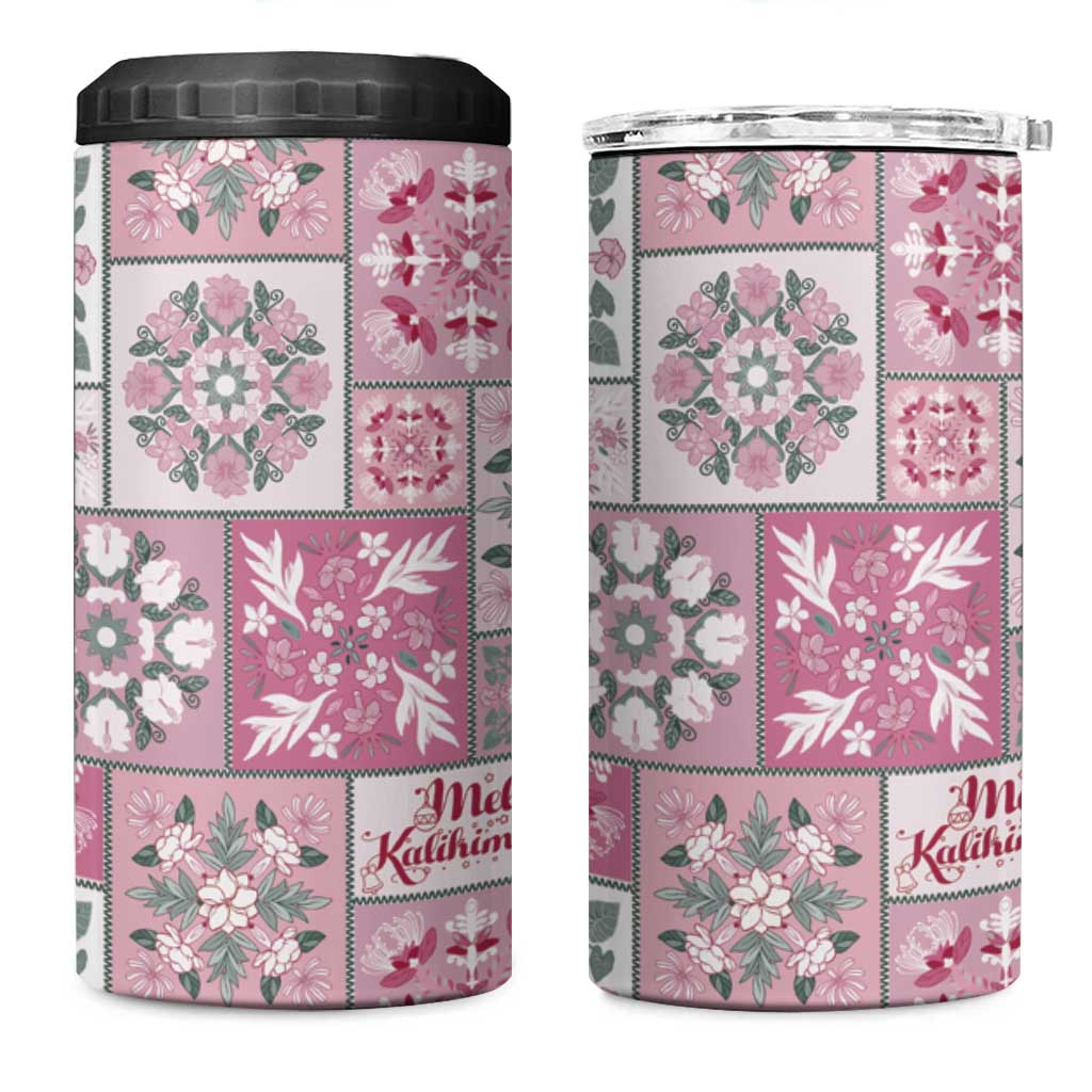 Mele Kalikimaka Hawaii Christmas 4 in 1 Can Cooler Tumbler Akala Seamless Floral Motif - Polynesian Pride