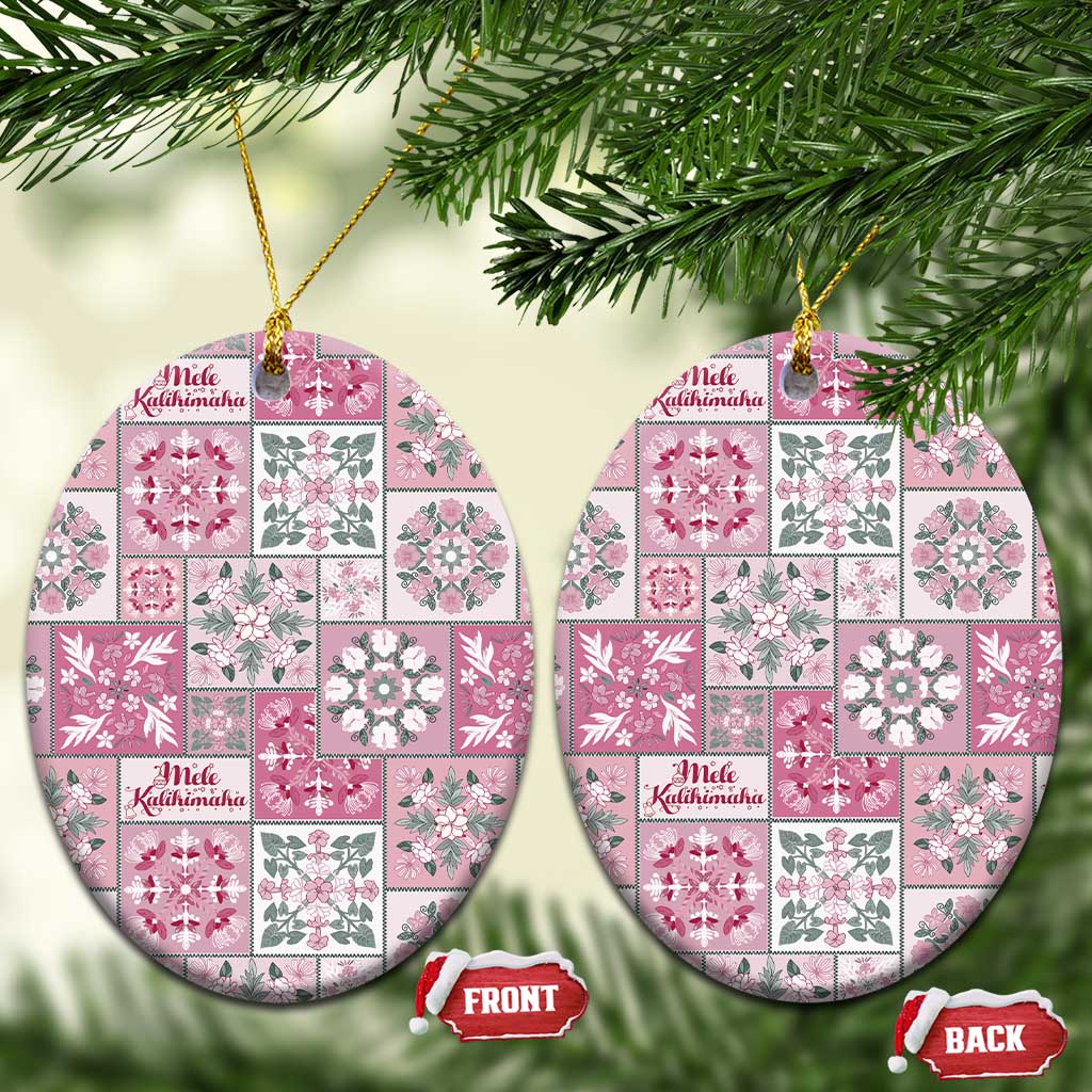Mele Kalikimaka Hawaii Christmas Ceramic Ornament Akala Seamless Floral Motif - Polynesian Pride
