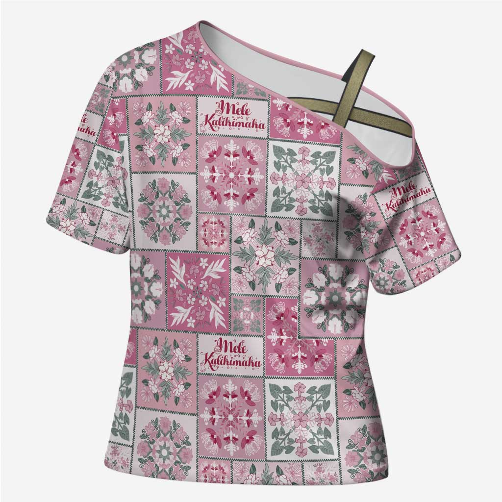 Mele Kalikimaka Hawaii Christmas Cross Shoulder Shirt Akala Seamless Floral Motif LT9 Female Pink - Polynesian Pride