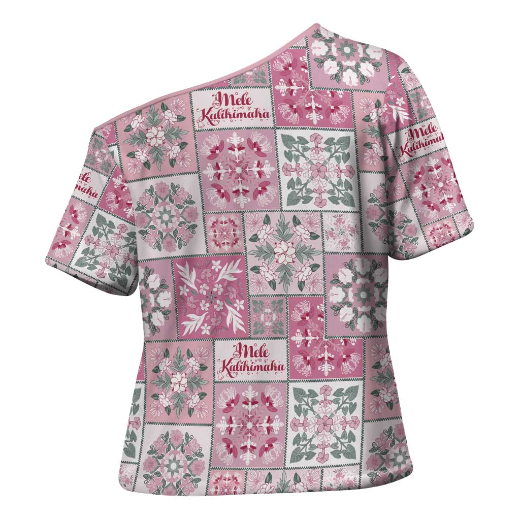 Mele Kalikimaka Hawaii Christmas Cross Shoulder Shirt Akala Seamless Floral Motif LT9 - Polynesian Pride