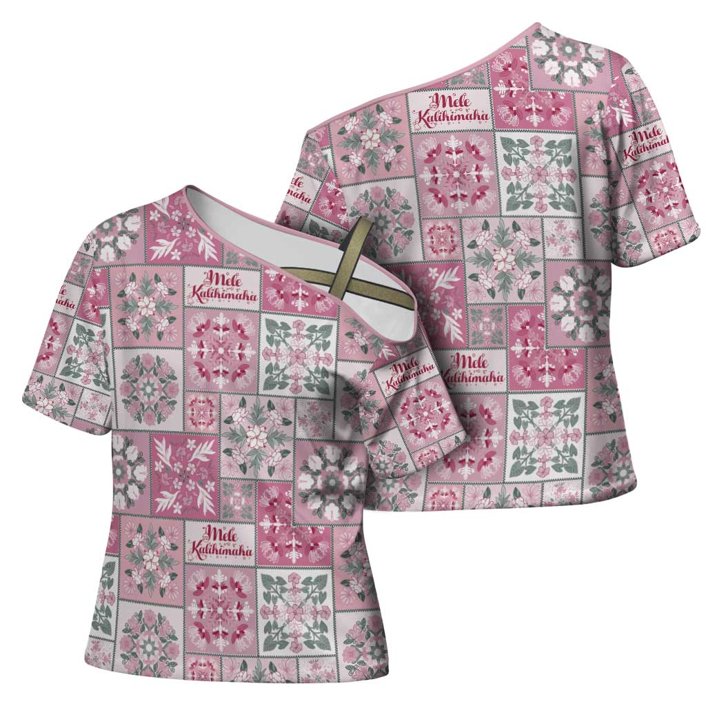 Mele Kalikimaka Hawaii Christmas Cross Shoulder Shirt Akala Seamless Floral Motif LT9 - Polynesian Pride