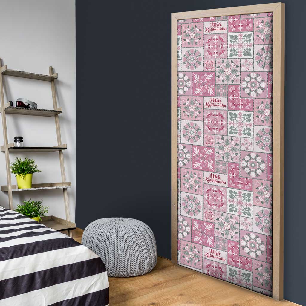 Mele Kalikimaka Hawaii Christmas Door Cover Akala Seamless Floral Motif - Polynesian Pride