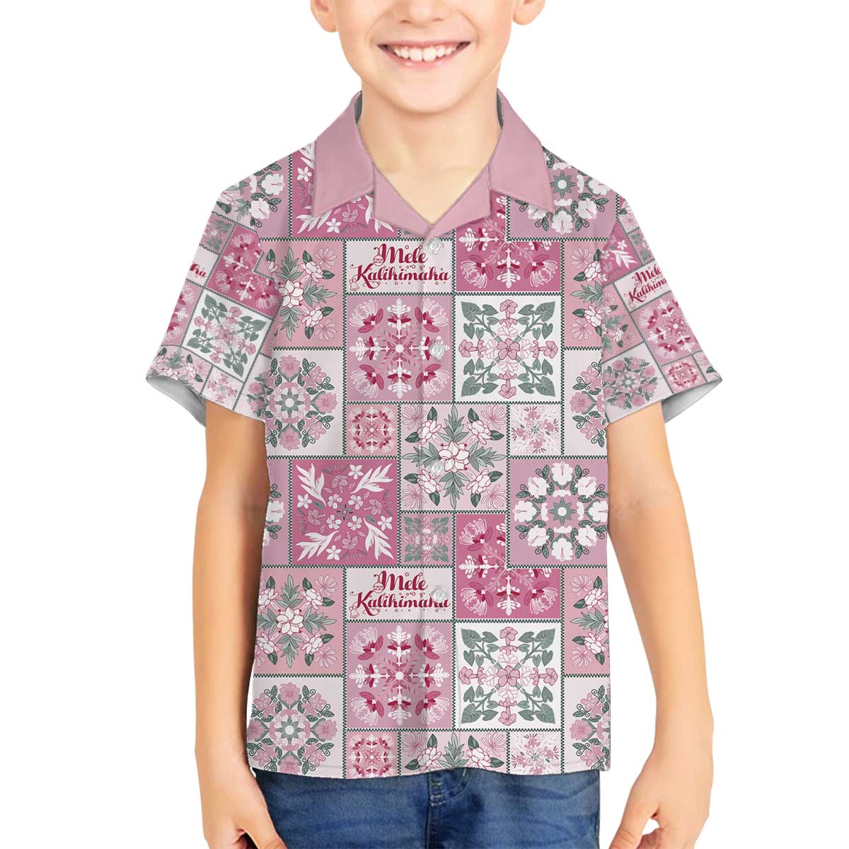 Mele Kalikimaka Hawaii Christmas Family Matching Off The Shoulder Long Sleeve Dress and Hawaiian Shirt Akala Seamless Floral Motif - Polynesian Pride