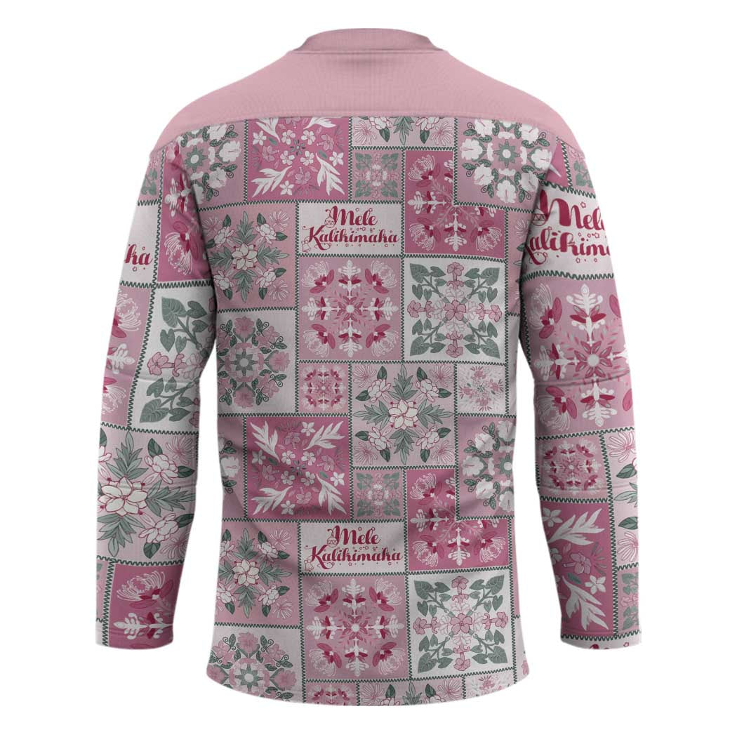 Mele Kalikimaka Hawaii Christmas Hockey Jersey Akala Seamless Floral Motif LT9 - Polynesian Pride