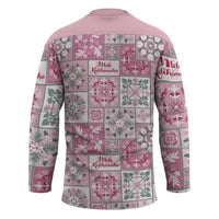 Mele Kalikimaka Hawaii Christmas Hockey Jersey Akala Seamless Floral Motif LT9 - Polynesian Pride