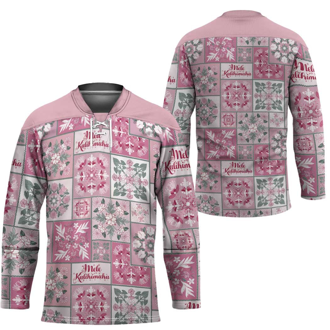 Mele Kalikimaka Hawaii Christmas Hockey Jersey Akala Seamless Floral Motif LT9 - Polynesian Pride