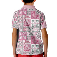 Mele Kalikimaka Hawaii Christmas Kid Polo Shirt Akala Seamless Floral Motif - Polynesian Pride