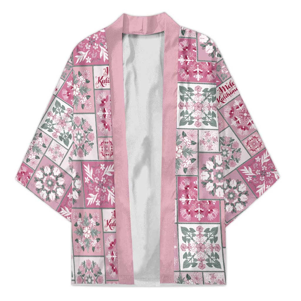 Mele Kalikimaka Hawaii Christmas Kimono Akala Seamless Floral Motif LT9 Unisex Pink - Polynesian Pride