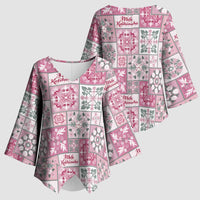 Mele Kalikimaka Hawaii Christmas Kimono Sleeve Blouse Akala Seamless Floral Motif - Polynesian Pride