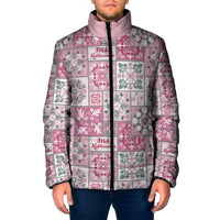 Mele Kalikimaka Hawaii Christmas Padded Jacket Akala Seamless Floral Motif LT9 Men Pink - Polynesian Pride