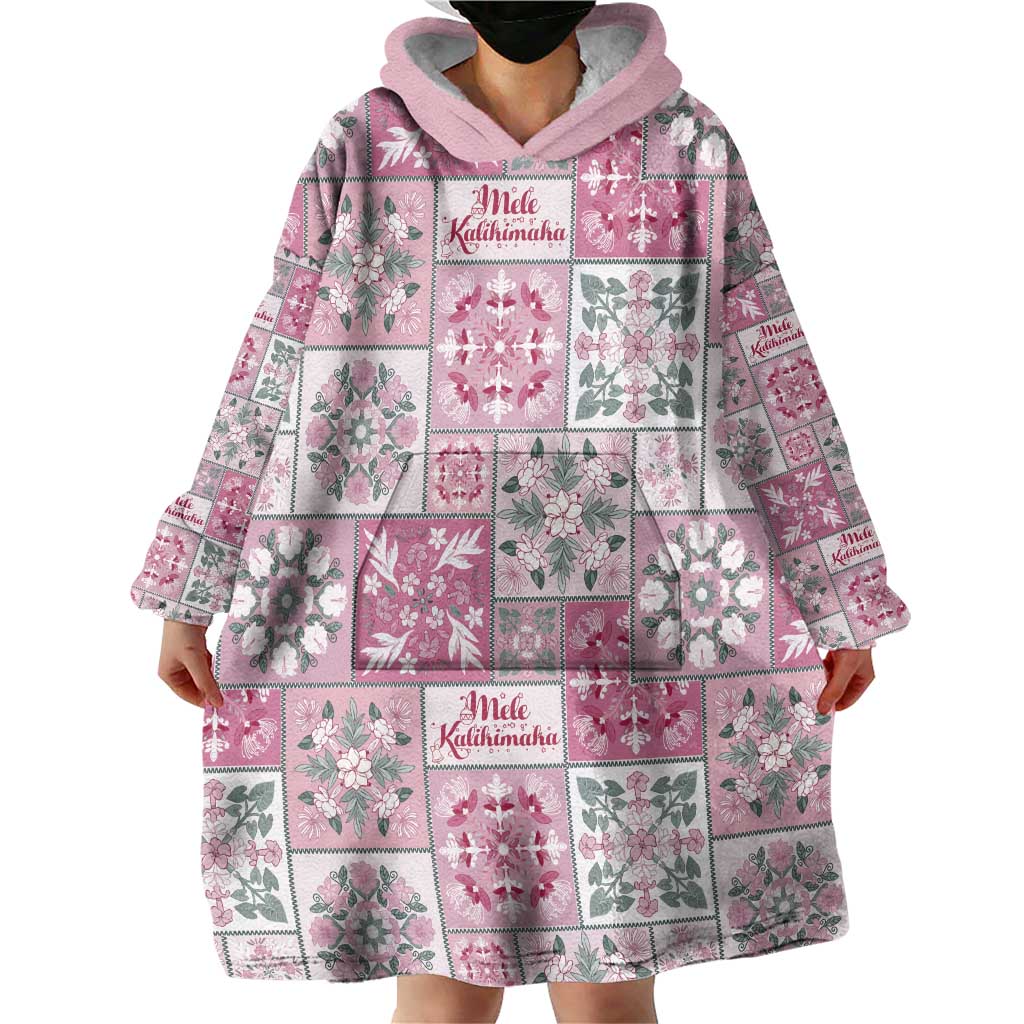 Mele Kalikimaka Hawaii Christmas Wearable Blanket Hoodie Akala Seamless Floral Motif - Polynesian Pride
