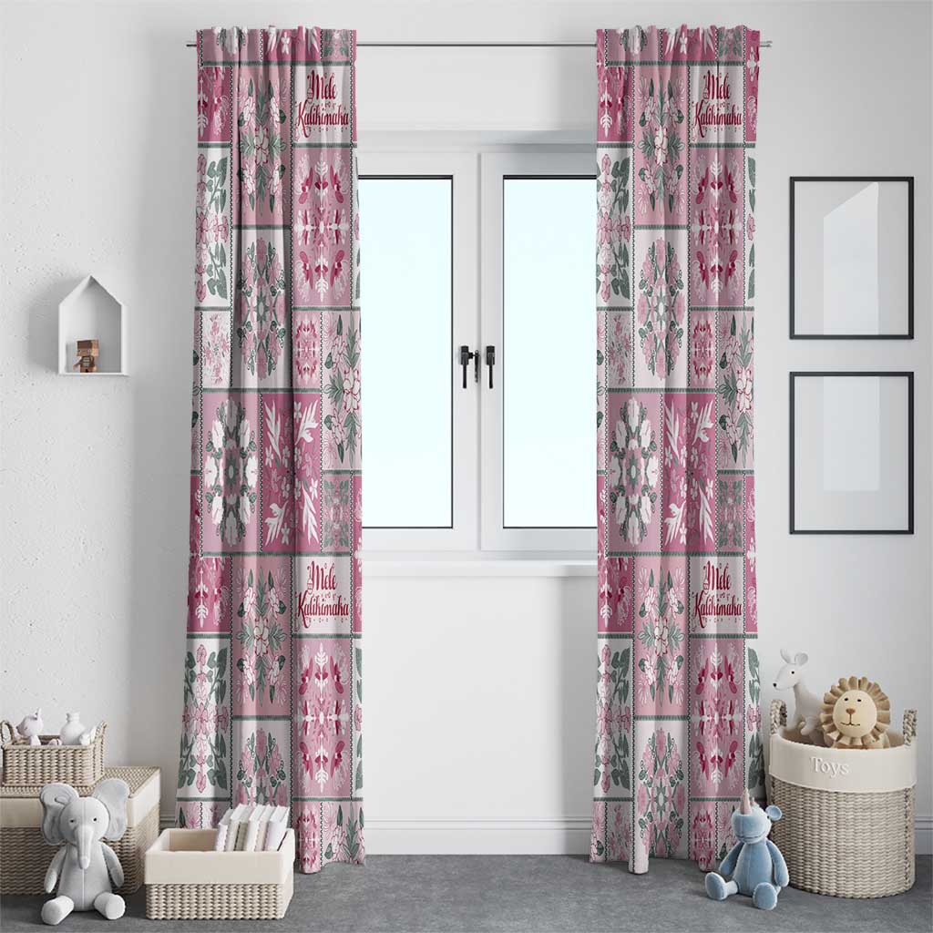 Mele Kalikimaka Hawaii Christmas Window Curtain Akala Seamless Floral Motif - Polynesian Pride