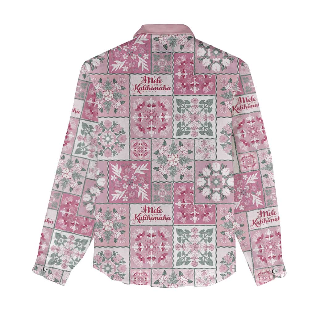 Mele Kalikimaka Hawaii Christmas Women Casual Shirt Akala Seamless Floral Motif - Polynesian Pride