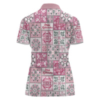 Mele Kalikimaka Hawaii Christmas Women Polo Shirt Akala Seamless Floral Motif - Polynesian Pride