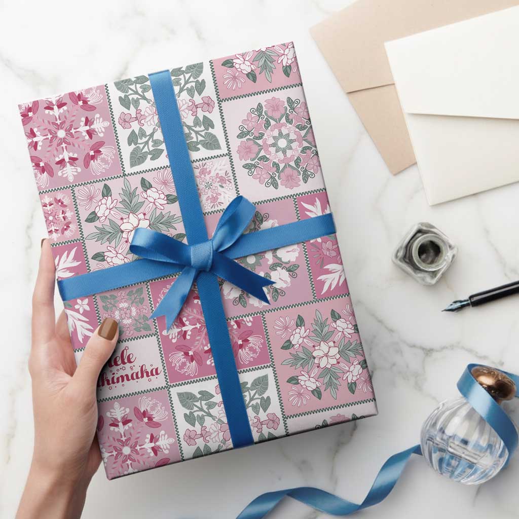 Mele Kalikimaka Hawaii Christmas Wrapping Paper Akala Seamless Floral Motif - Polynesian Pride