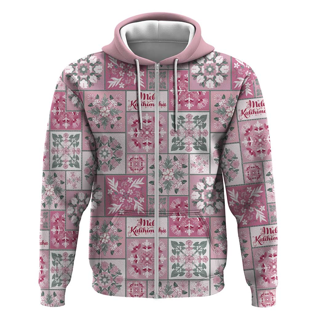 Mele Kalikimaka Hawaii Christmas Zip Hoodie Akala Seamless Floral Motif - Polynesian Pride