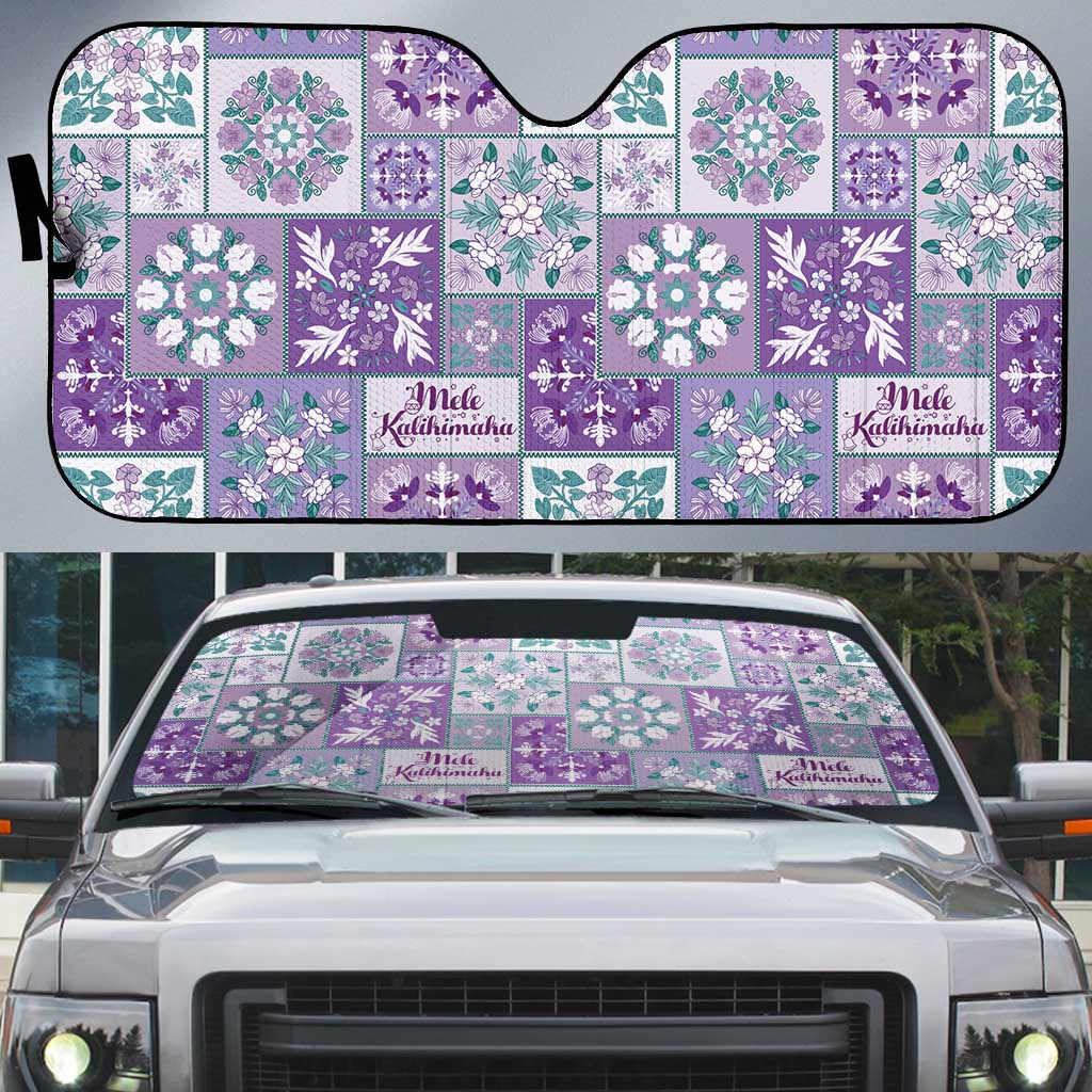 Mele Kalikimaka Hawaii Christmas Auto Sun Shade Poni Seamless Floral Motif - Polynesian Pride