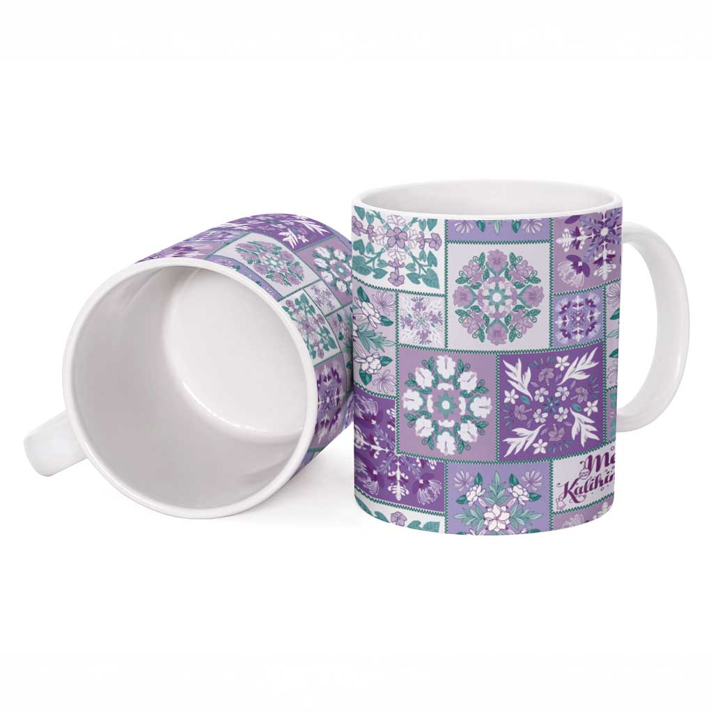 Mele Kalikimaka Hawaii Christmas Ceramic Mug Poni Seamless Floral Motif - Polynesian Pride