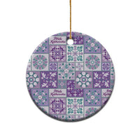 Mele Kalikimaka Hawaii Christmas Ceramic Ornament Poni Seamless Floral Motif - Polynesian Pride