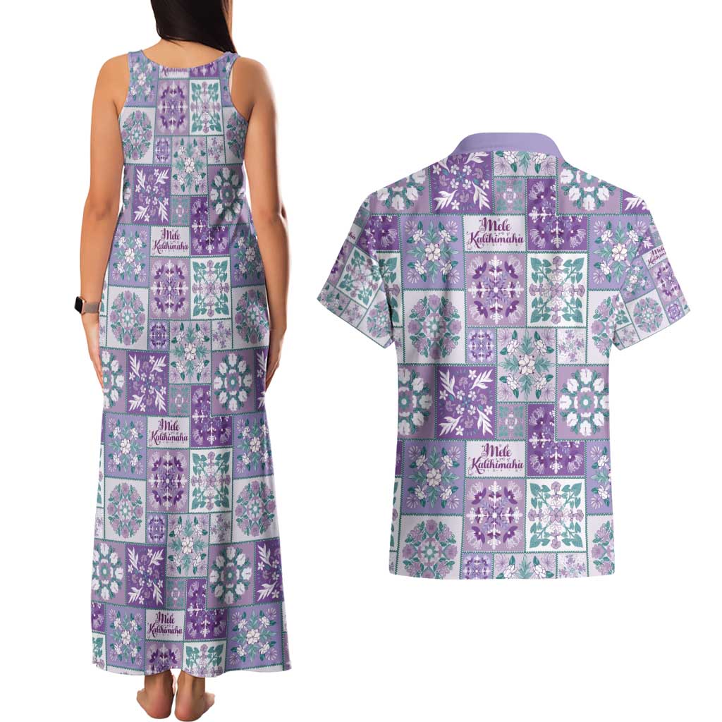 Mele Kalikimaka Hawaii Christmas Couples Matching Tank Maxi Dress and Hawaiian Shirt Poni Seamless Floral Motif - Polynesian Pride
