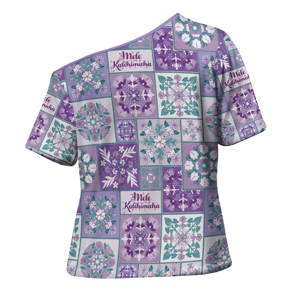 Mele Kalikimaka Hawaii Christmas Cross Shoulder Shirt Poni Seamless Floral Motif LT9 - Polynesian Pride