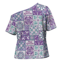 Mele Kalikimaka Hawaii Christmas Cross Shoulder Shirt Poni Seamless Floral Motif LT9 - Polynesian Pride