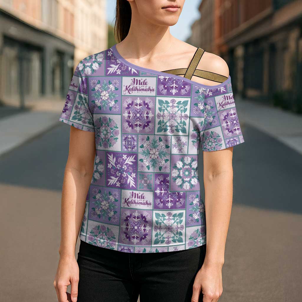 Mele Kalikimaka Hawaii Christmas Cross Shoulder Shirt Poni Seamless Floral Motif LT9 - Polynesian Pride