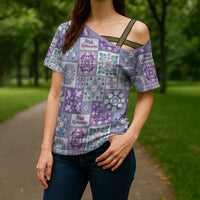 Mele Kalikimaka Hawaii Christmas Cross Shoulder Shirt Poni Seamless Floral Motif LT9 - Polynesian Pride