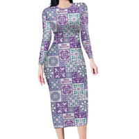 Mele Kalikimaka Hawaii Christmas Family Matching Long Sleeve Bodycon Dress and Hawaiian Shirt Poni Seamless Floral Motif - Polynesian Pride