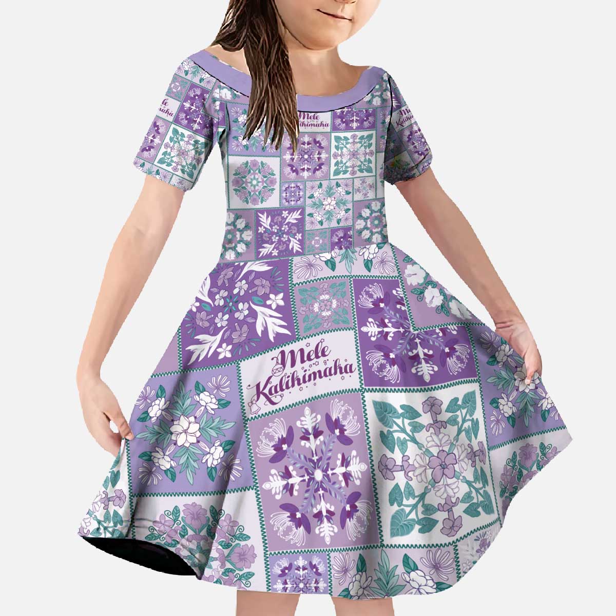 Mele Kalikimaka Hawaii Christmas Family Matching Off The Shoulder Long Sleeve Dress and Hawaiian Shirt Poni Seamless Floral Motif - Polynesian Pride