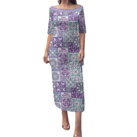 Mele Kalikimaka Hawaii Christmas Family Matching Puletasi and Hawaiian Shirt Poni Seamless Floral Motif LT9 Mom's Dress Purple - Polynesian Pride