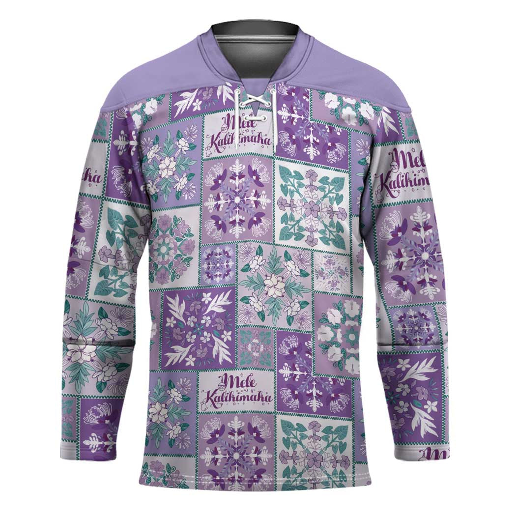 Mele Kalikimaka Hawaii Christmas Hockey Jersey Poni Seamless Floral Motif LT9 Unisex Purple - Polynesian Pride