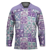 Mele Kalikimaka Hawaii Christmas Hockey Jersey Poni Seamless Floral Motif LT9 Unisex Purple - Polynesian Pride