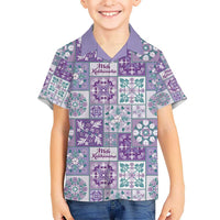 Mele Kalikimaka Hawaii Christmas Kid Hawaiian Shirt Poni Seamless Floral Motif - Polynesian Pride