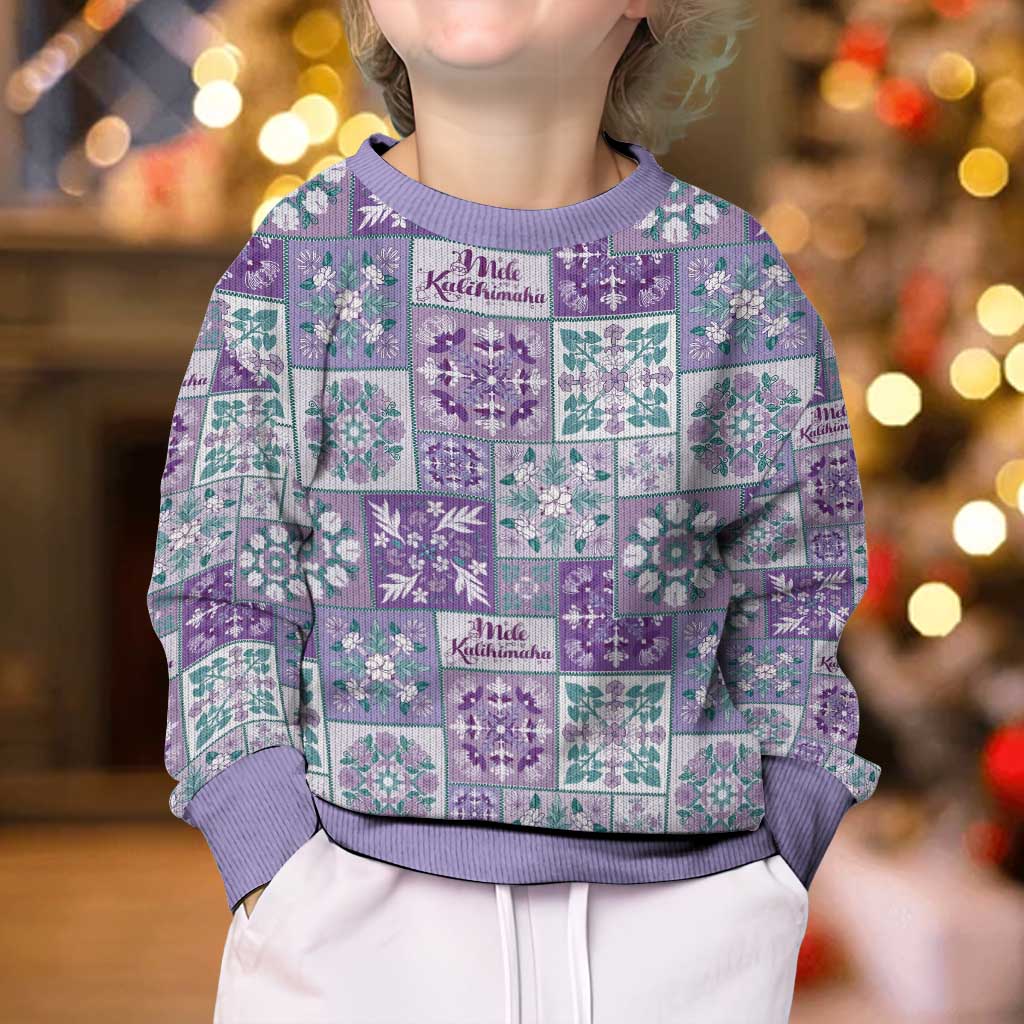 Mele Kalikimaka Hawaii Christmas Kid Ugly Christmas Sweater Poni Seamless Floral Motif - Polynesian Pride