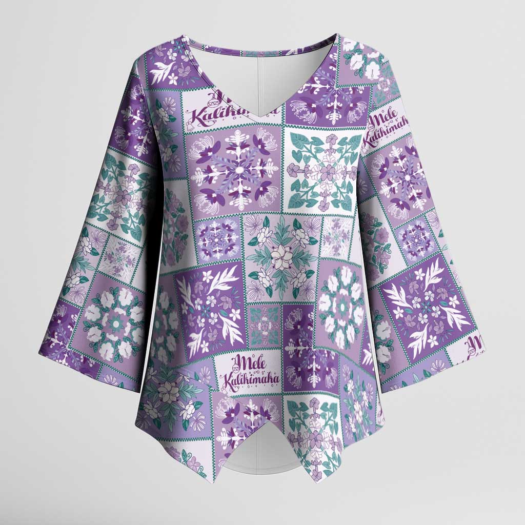 Mele Kalikimaka Hawaii Christmas Kimono Sleeve Blouse Poni Seamless Floral Motif LT9 Female Purple - Polynesian Pride