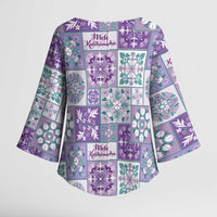 Mele Kalikimaka Hawaii Christmas Kimono Sleeve Blouse Poni Seamless Floral Motif LT9 - Polynesian Pride