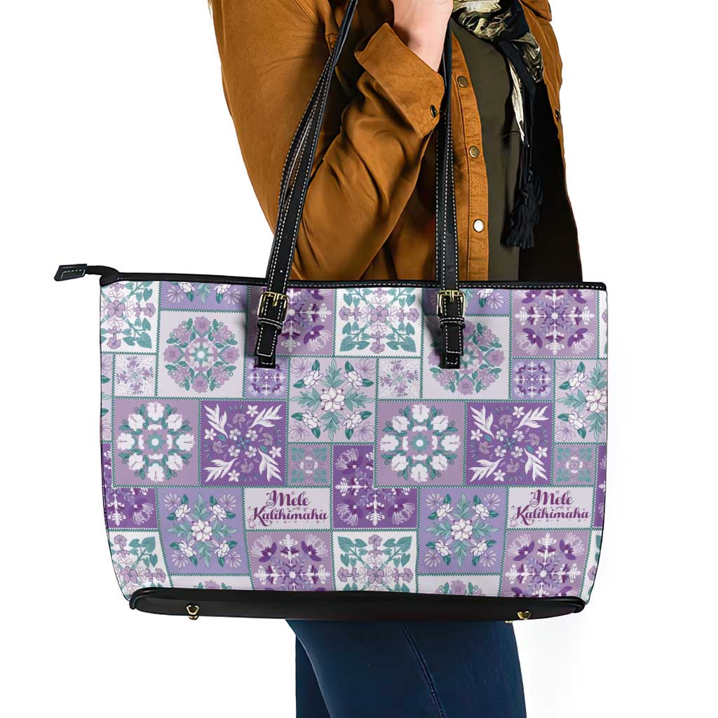 Mele Kalikimaka Hawaii Christmas Leather Tote Bag Poni Seamless Floral Motif LT9 - Polynesian Pride