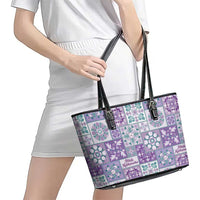 Mele Kalikimaka Hawaii Christmas Leather Tote Bag Poni Seamless Floral Motif LT9 - Polynesian Pride