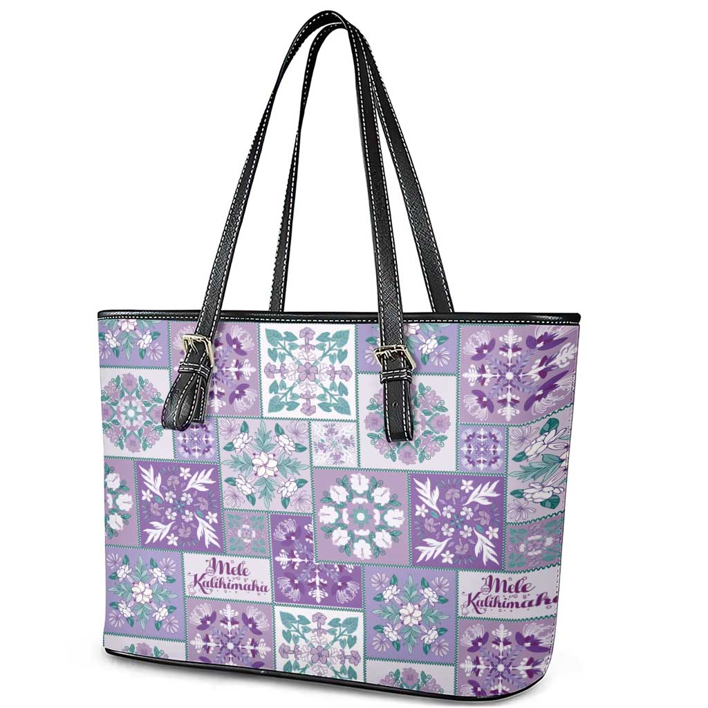 Mele Kalikimaka Hawaii Christmas Leather Tote Bag Poni Seamless Floral Motif LT9 - Polynesian Pride