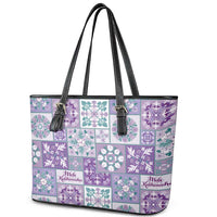 Mele Kalikimaka Hawaii Christmas Leather Tote Bag Poni Seamless Floral Motif LT9 - Polynesian Pride