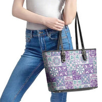 Mele Kalikimaka Hawaii Christmas Leather Tote Bag Poni Seamless Floral Motif LT9 - Polynesian Pride